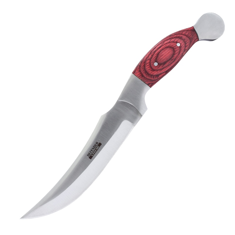 Defender-Xtreme 11" Full Tang Hunting Knife Red Wood Handle And Leather Sheath