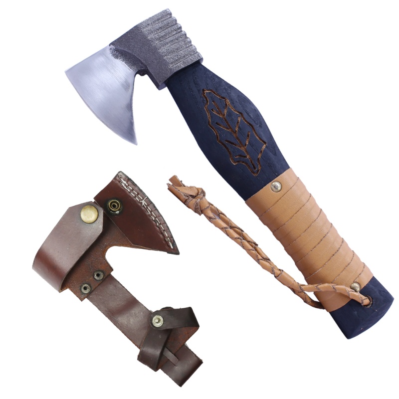 Theboneedge 11" Hunting Axe Black Wood Handle Hand Forged Blade With Sheath