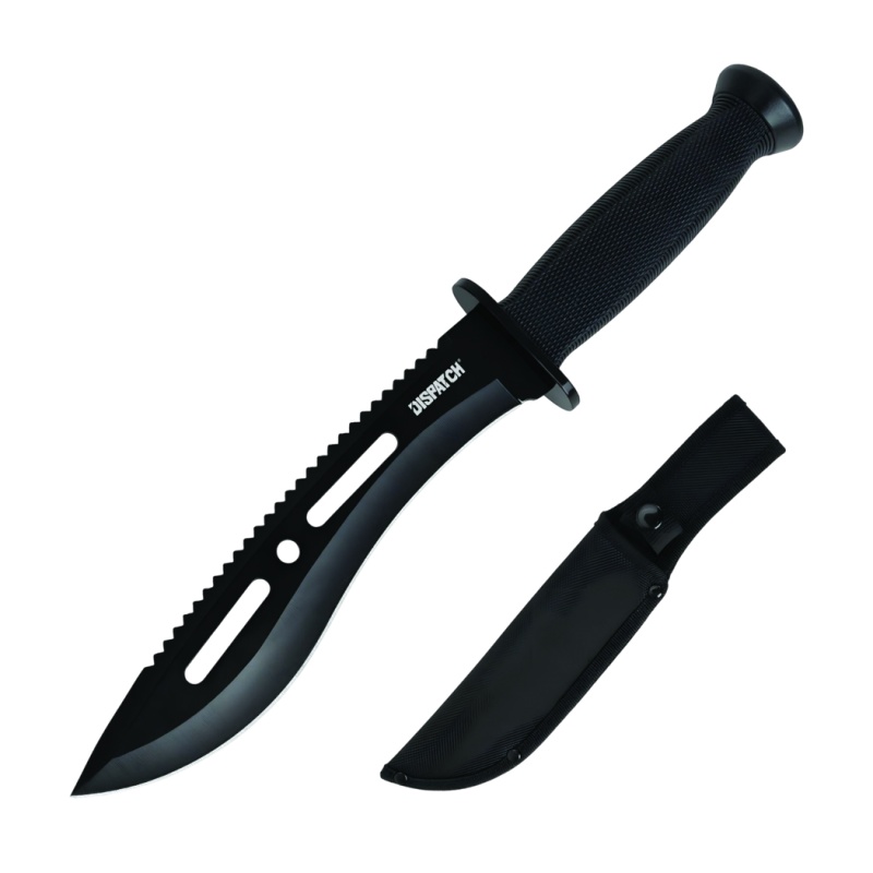 Dispatch 12" Black Hunting Knife Stainless Steel With Plastic Handle & Sheath