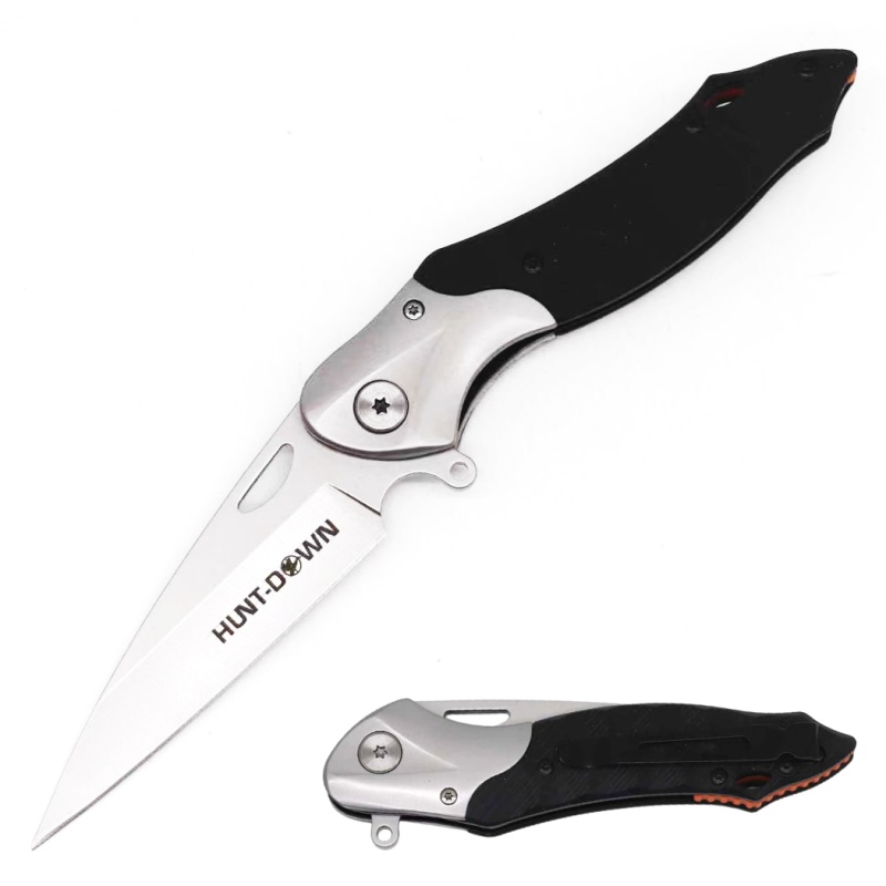 Hunt-Down 4.75" Molybdenum-Titanium Bearing Folding Knife With Black G10 Handle