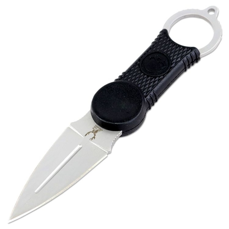 Theboneedge 7" Fixed Blade Tactical Survival Neck Knife With Sheath Black Handle
