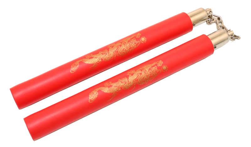 12" Red Foam Padded Nunchucks Chained Metal Swivel
