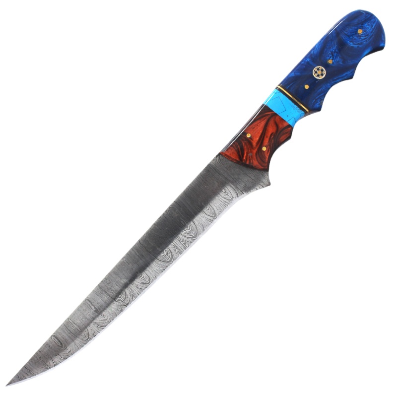 Theboneedge 13" Damascus Fillet Knife With Multi Resin Handle