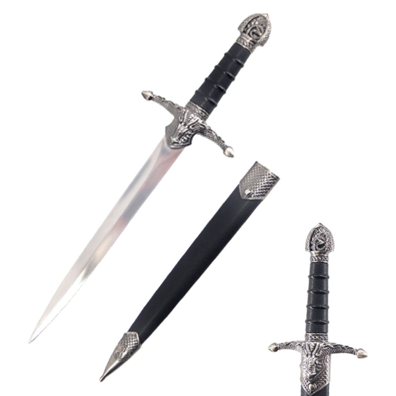 Defender 14.5-Inch Medieval Roman Dagger with Snake-Pattern Handle and Scabbard