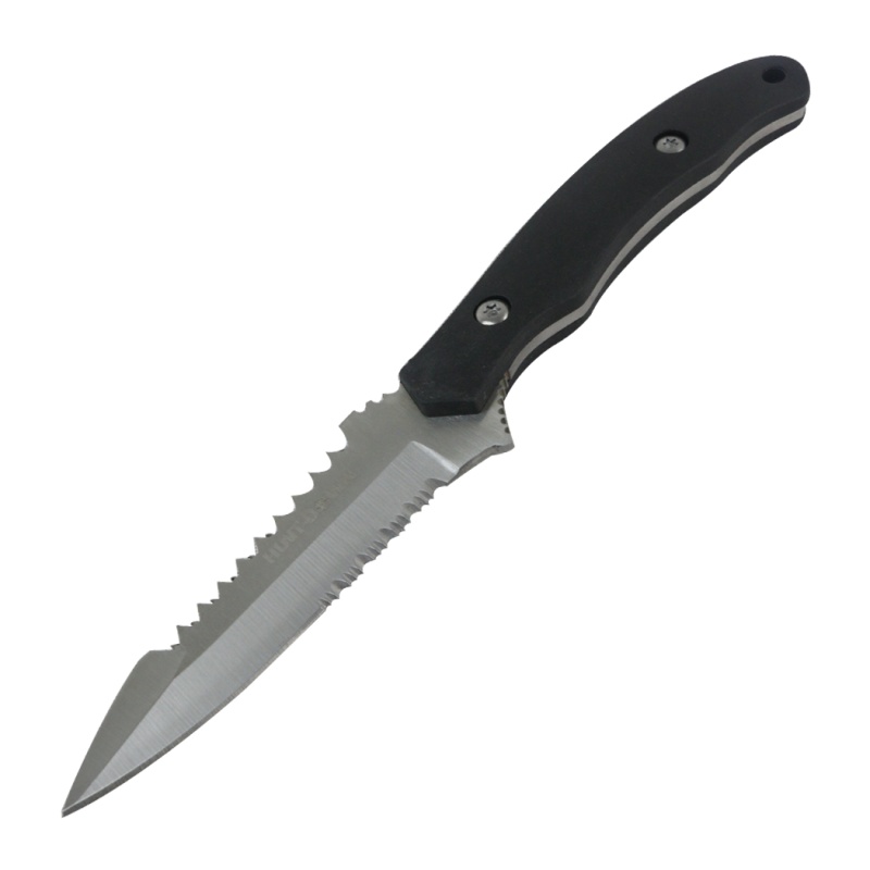 Hunt-Down 6.5" Silver & Black Thin Style Full Tang Hunting Knife Stainless Steel
