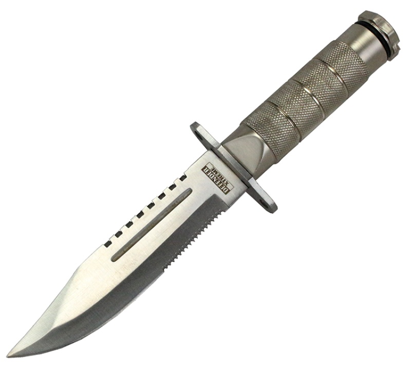 Defender Xtreme 8.5" Heavy Duty Silver Mini Survival Knife With Sheath