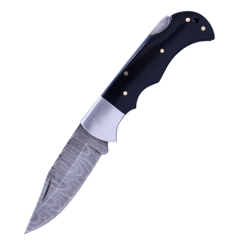 6.5" Damascus Folding Knife with Pouch