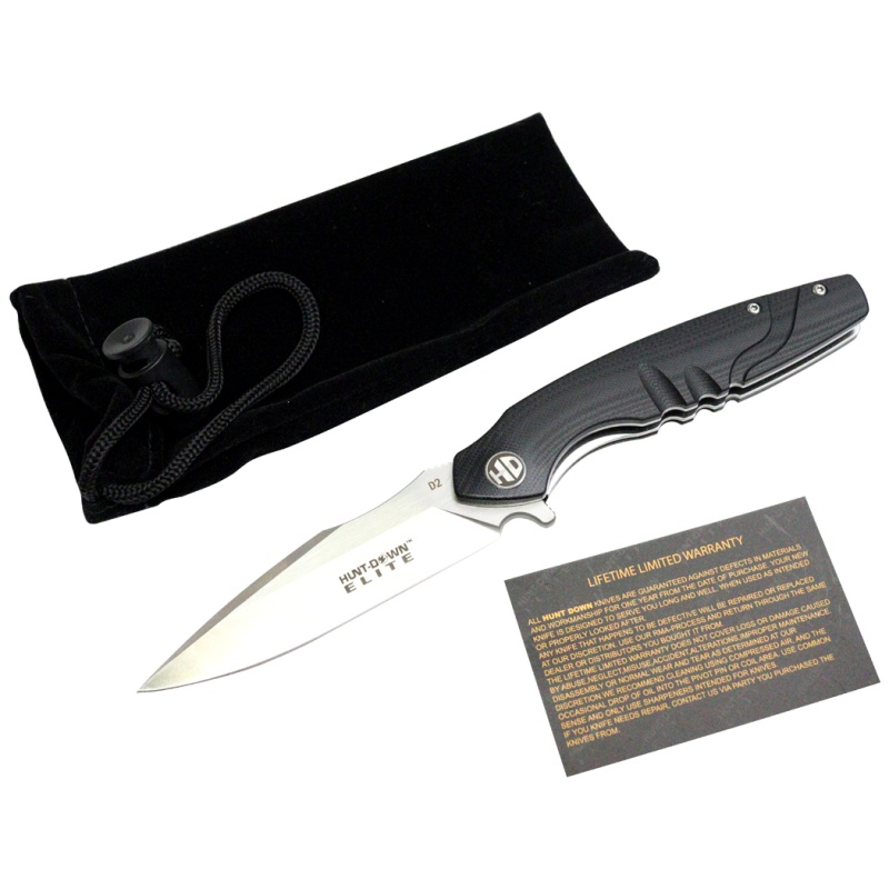 Hunt Down 8-Inch Black G10 Folding Knife