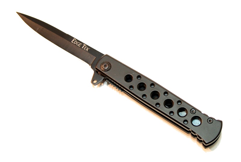7.5" Black Folding Spring Assisted Knife Stainless Steel Blade