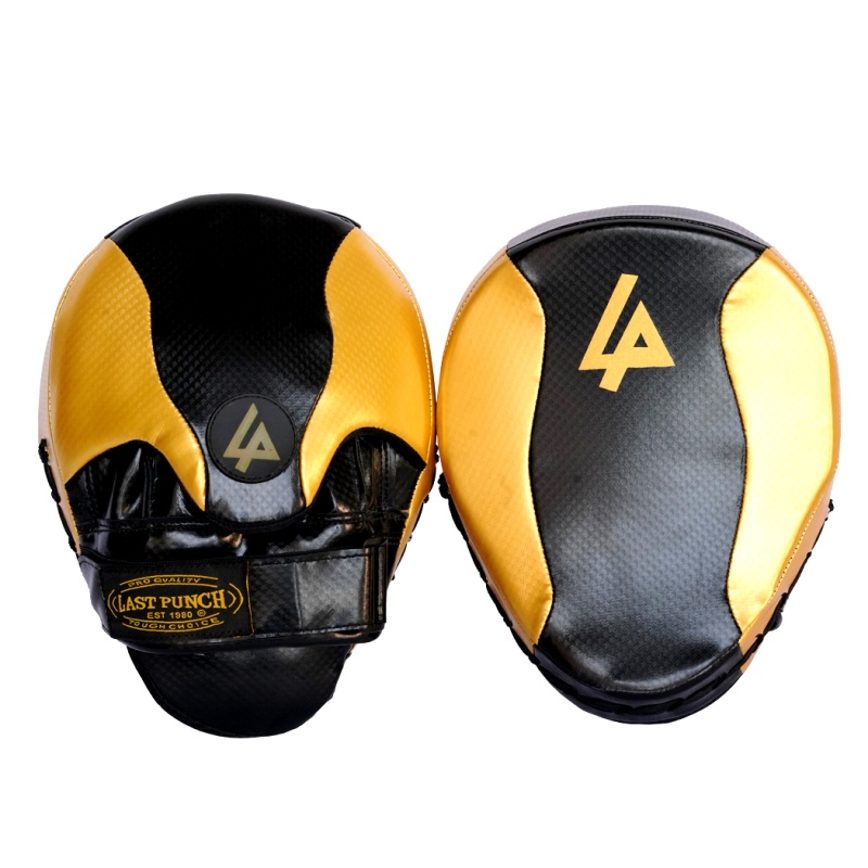 Last Punch Black & Gold Pre Curved Coaching Gloves