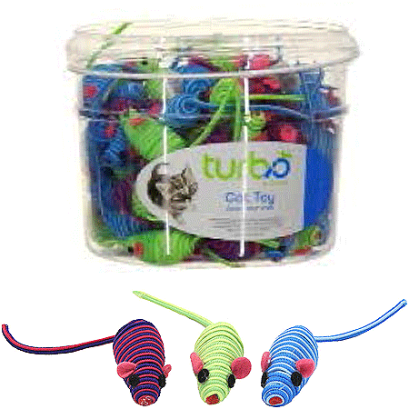 String Toy Mouse Coastal Turbo Cat Toy Bin String Mice 90Ct