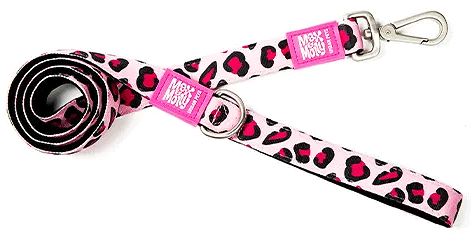 MAX&MOLLY Classic Neoprene Leash Pink Leopard - 5/8" X 4Ft for Small Dogs