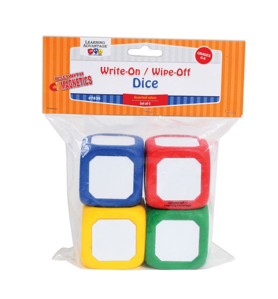 Write-On Wipe-Off Dice - Small - Set Of 4
