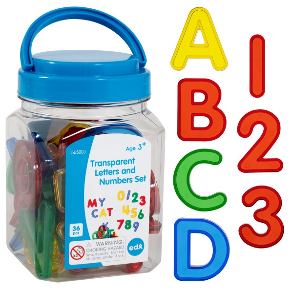 Transparent Letters And Numbers - Mini Jar