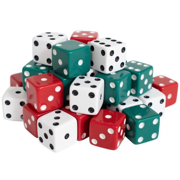 Dot Dice - Red/Green/White - Set Of 36
