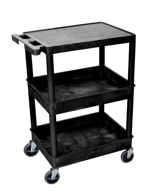 3 Shelf Tub Cart Stc111-b: High-Density Plastic Tub Cart with 4" Ball Bearing Caster