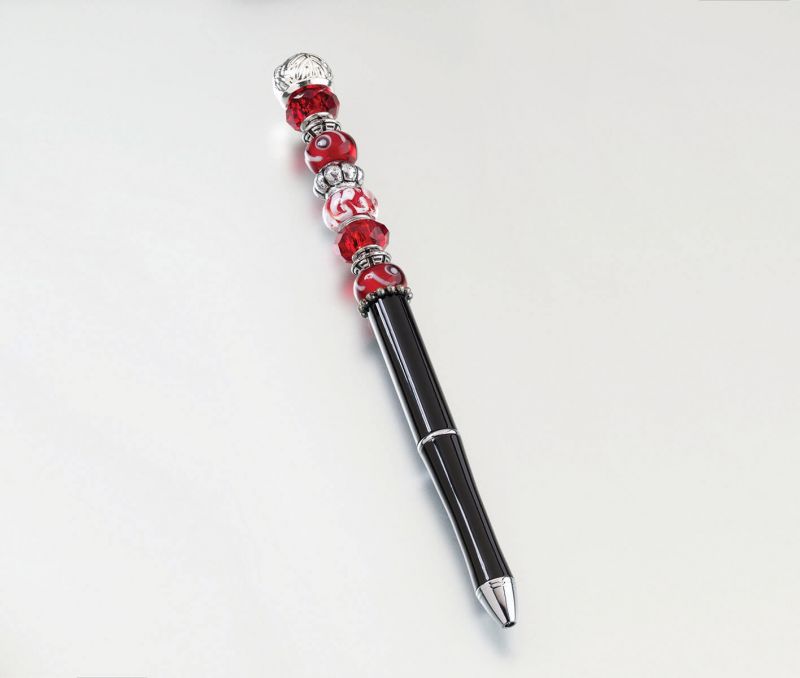 Pen With Red Removable Beads