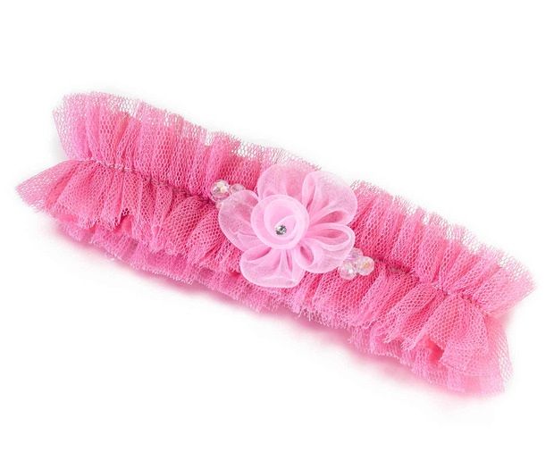 Pink Tulle Garter With Flower