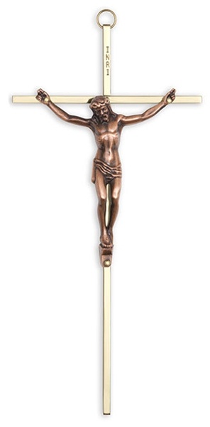 Crucifix-10 Brass Cross with Copper Corpus