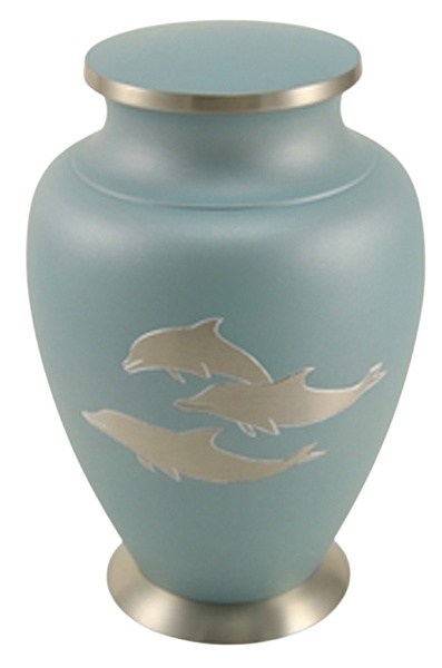 Aria Dolphin Cremation Urn - Handcrafted Brass Memorial Urn