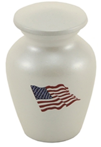 Classic Flag Keepsake Urn - White