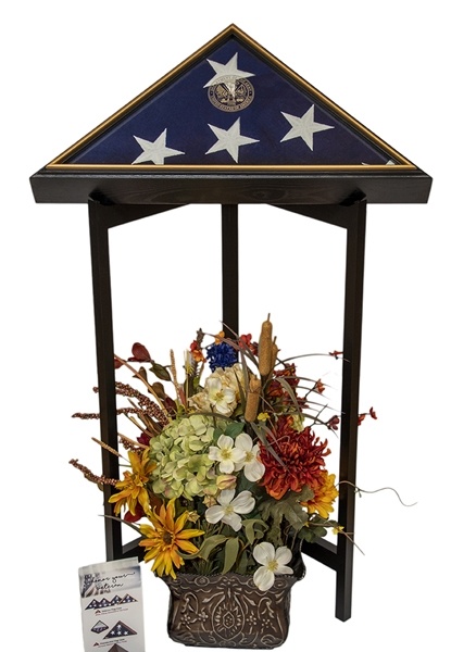 Flag Case Display Stand - Solid Oak with Black Finish