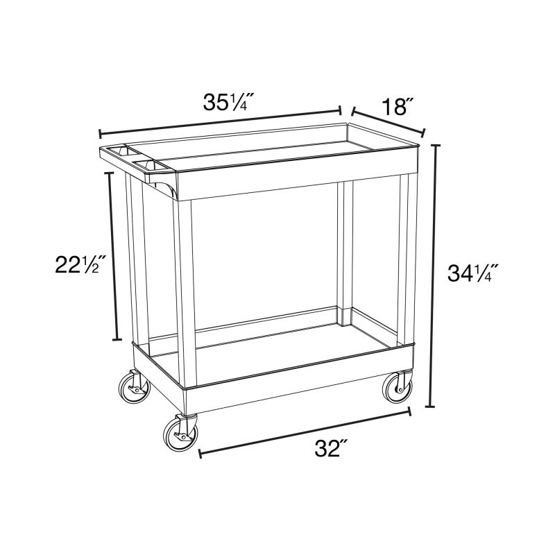 32" X 18" Cart - Two Tub Shelf With 5" Casters