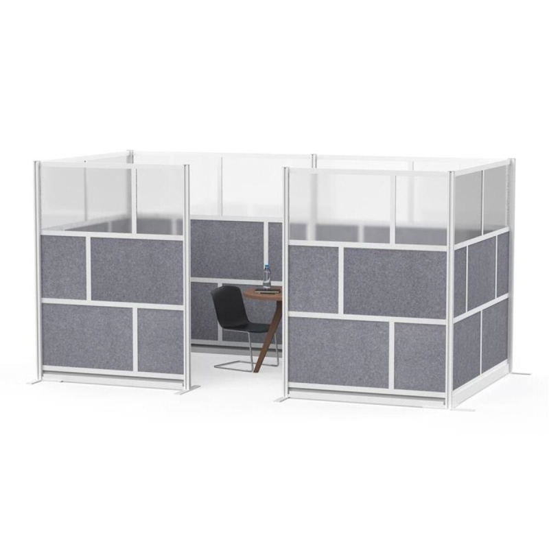 Modular Room Divider Wall System - 53" X 48" Add-On Wall - Silver Frame
