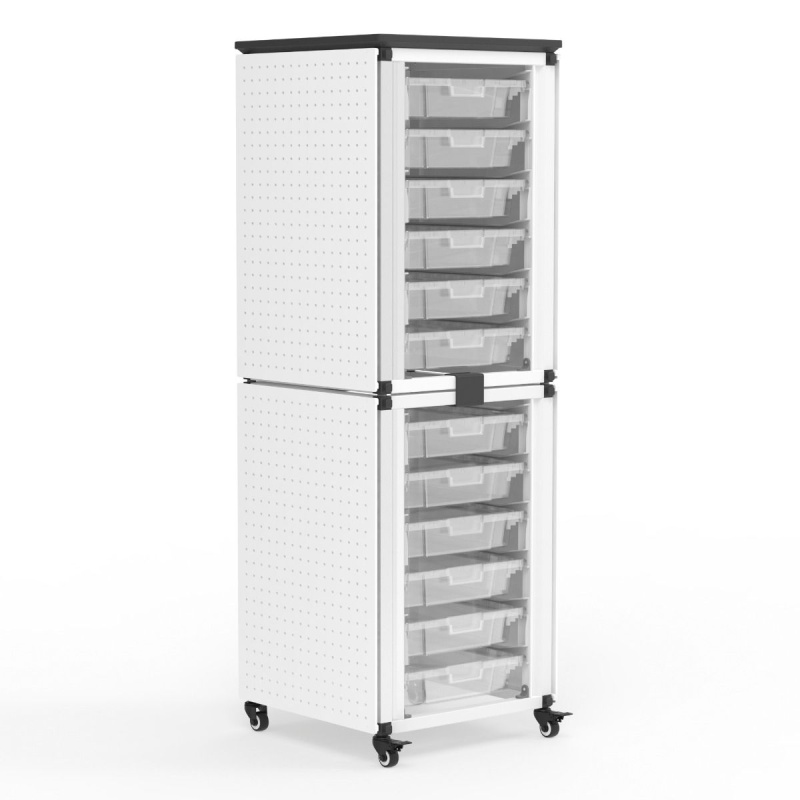 Modular Classroom Storage Cabinet - 2 Stacked Modules With 12 Small Bins