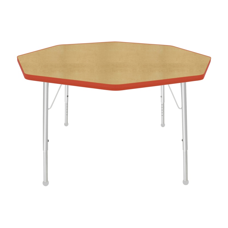 48" Octagon Table - Top Color: Maple, Edge Color: Autumn Orange
