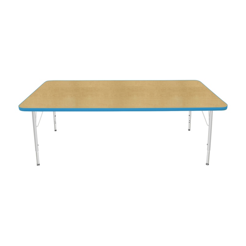36" X 72' Rectangle Table - Top Color: Maple, Edge Color: Bright Blue
