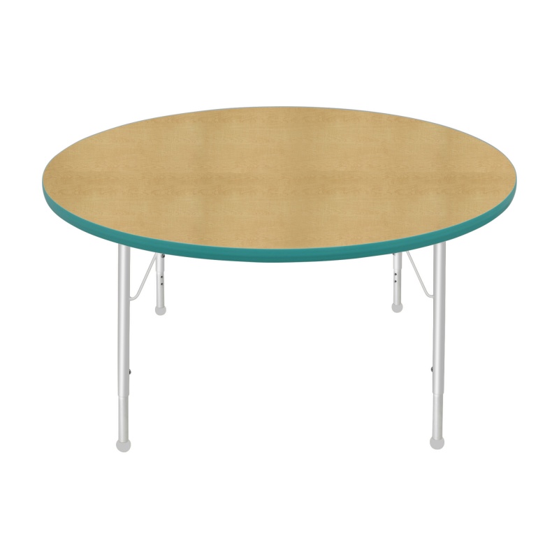 48" Round Table - Top Color: Maple, Edge Color: Teal
