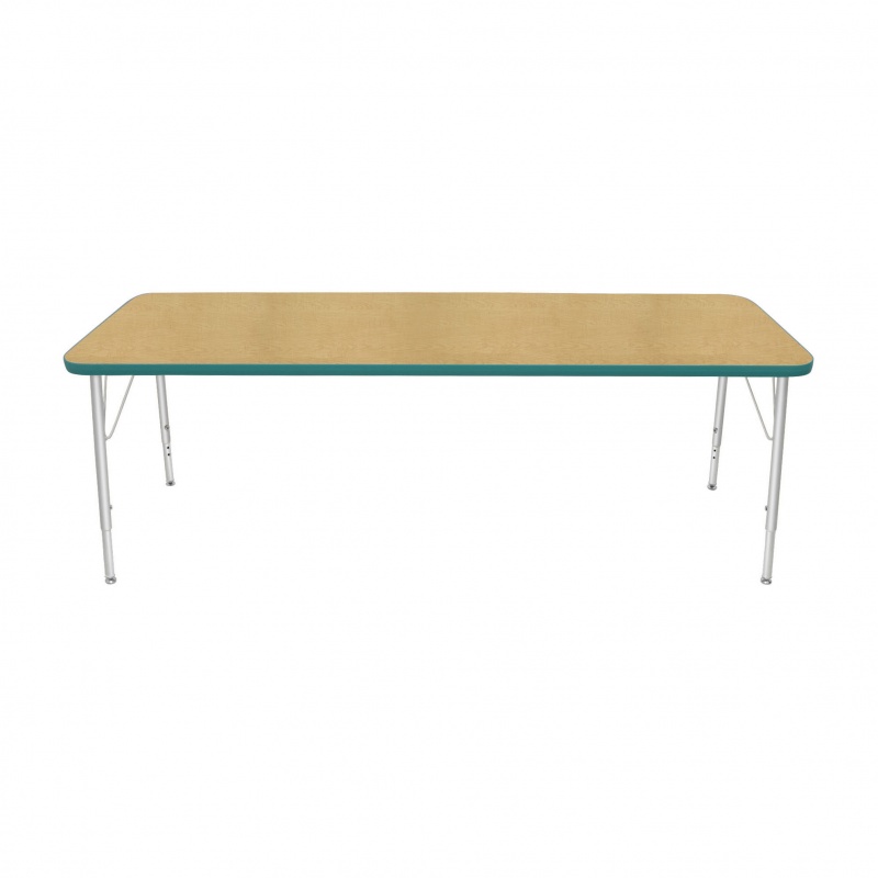 24" X 72" Rectangle Table - Top Color: Maple, Edge Color: Teal