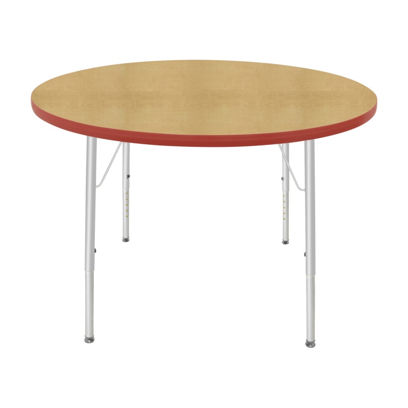 42" Round Table - Top Color: Maple, Edge Color: Red