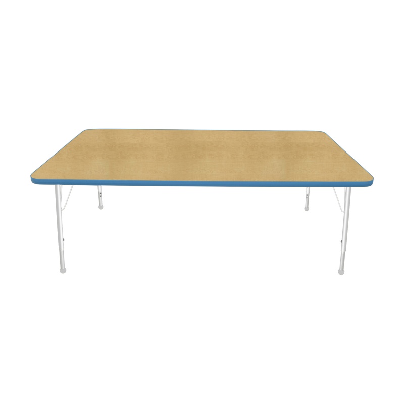42" X 72" Rectangle Table - Top Color: Maple, Edge Color: Bright Blue