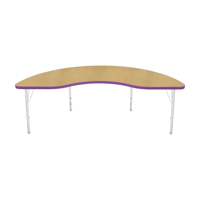 36" X 72" Kidney Table - Top Color: Maple, Edge Color: Purple