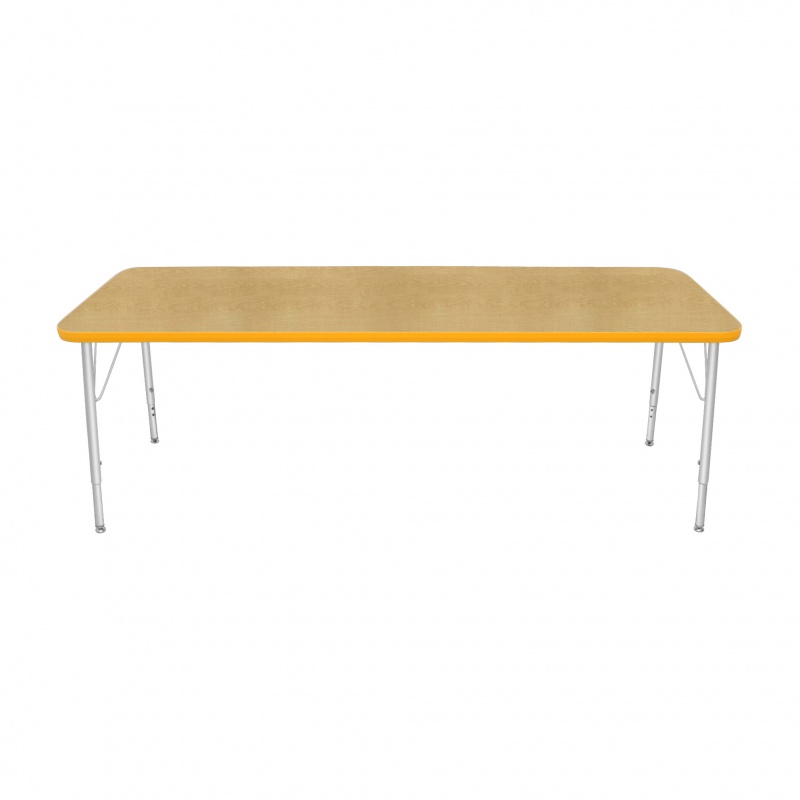 24" X 72" Rectangle Table - Top Color: Maple, Edge Color: Yellow