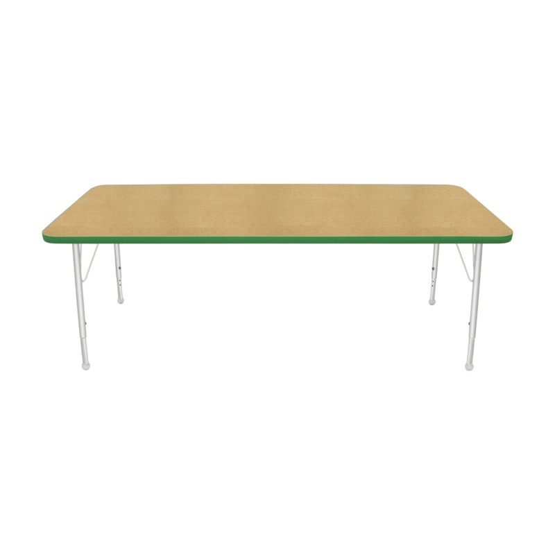 30" X 72" Rectangle Table - Top Color: Maple, Edge Color: Dustin Green