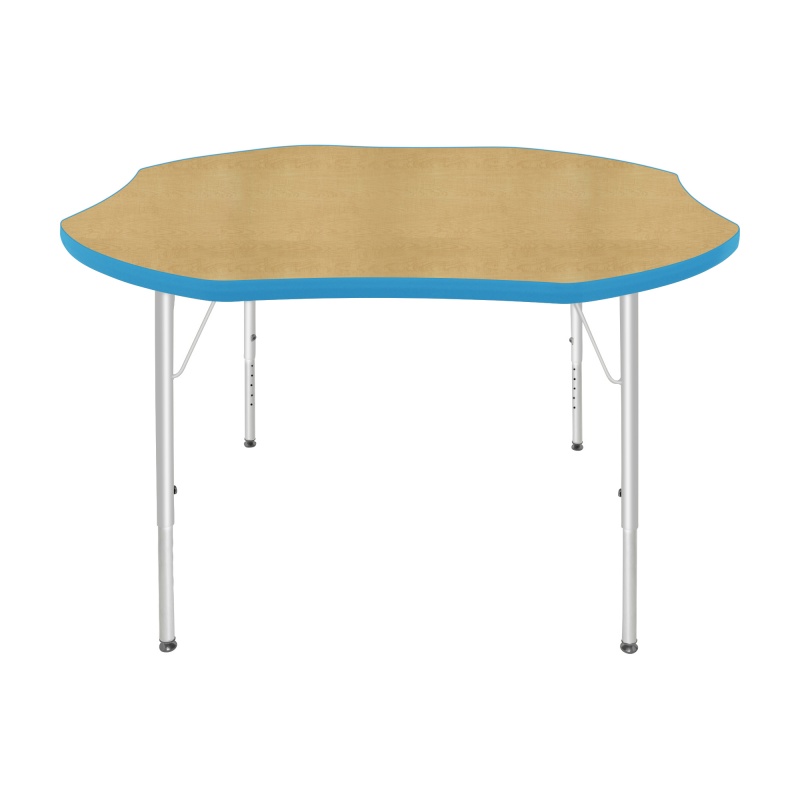48" Shamrock Table - Top Color: Maple, Edge Color: Bright Blue