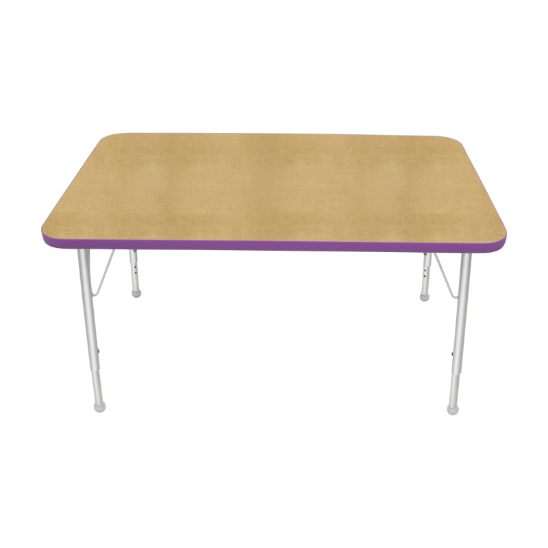 30" X 48" Rectangle Table - Top Color: Maple, Edge Color: Purple