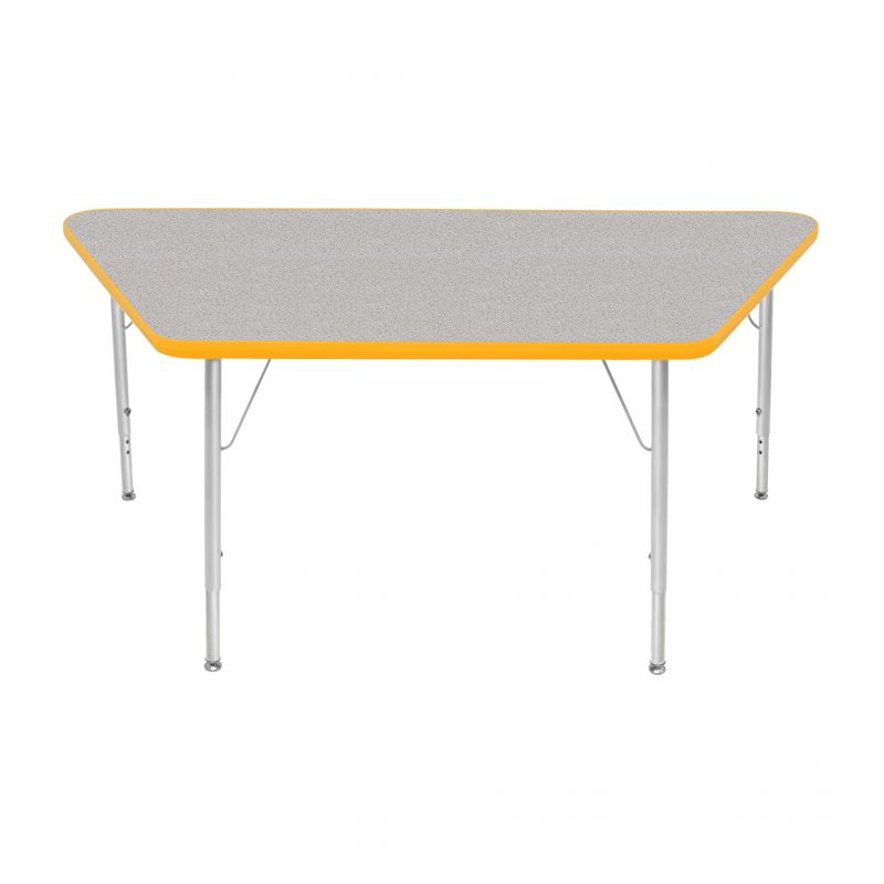 30" X 60" Trapezoid Table - Top Color: Gray Nebula, Edge Color: Yellow