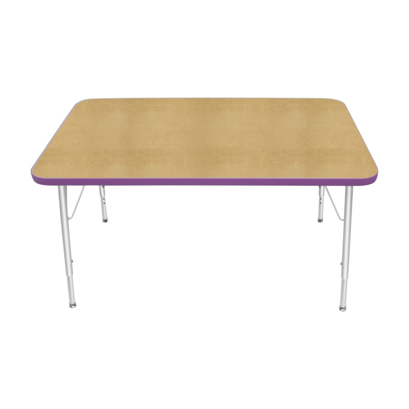 30" X 48" Rectangle Table - Top Color: Maple, Edge Color: Purple