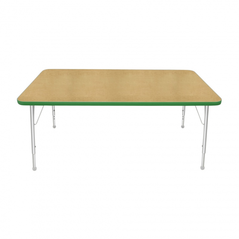 36" X 60" Rectangle Table - Top Color: Maple, Edge Color: Dustin Green