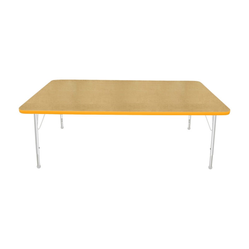 42" X 72" Rectangle Table - Top Color: Maple, Edge Color: Yellow