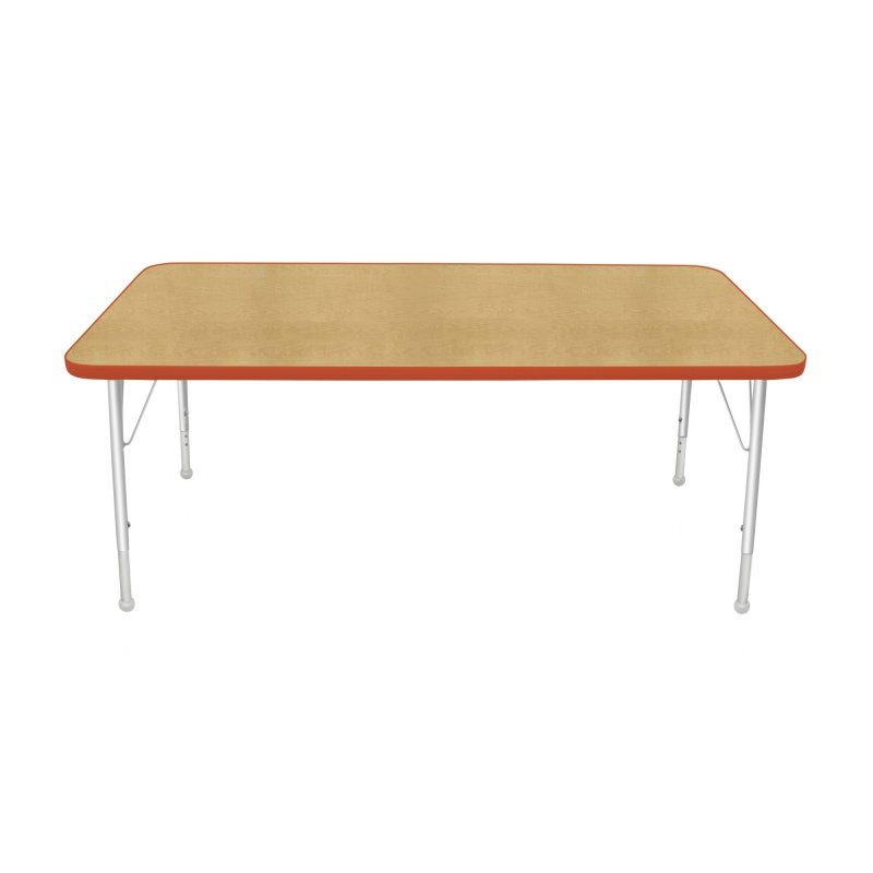 30" X 60" Rectangle Table - Top Color: Maple, Edge Color: Autumn Orange