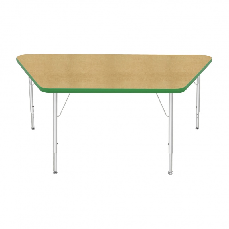 30" X 60" Trapezoid Table - Top Color: Maple, Edge Color: Dustin Green