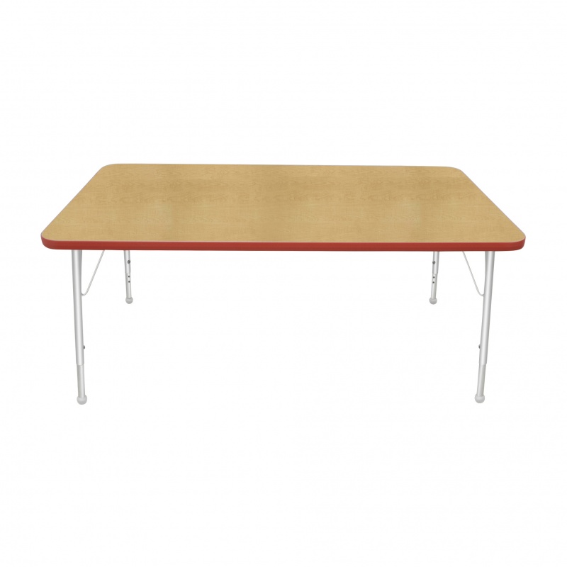36" X 60" Rectangle Table - Top Color: Maple, Edge Color: Red