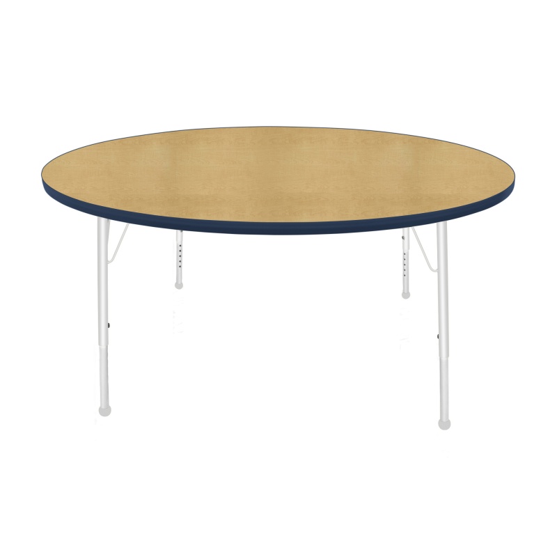 60" Round Table - Top Color: Maple, Edge Color: Navy