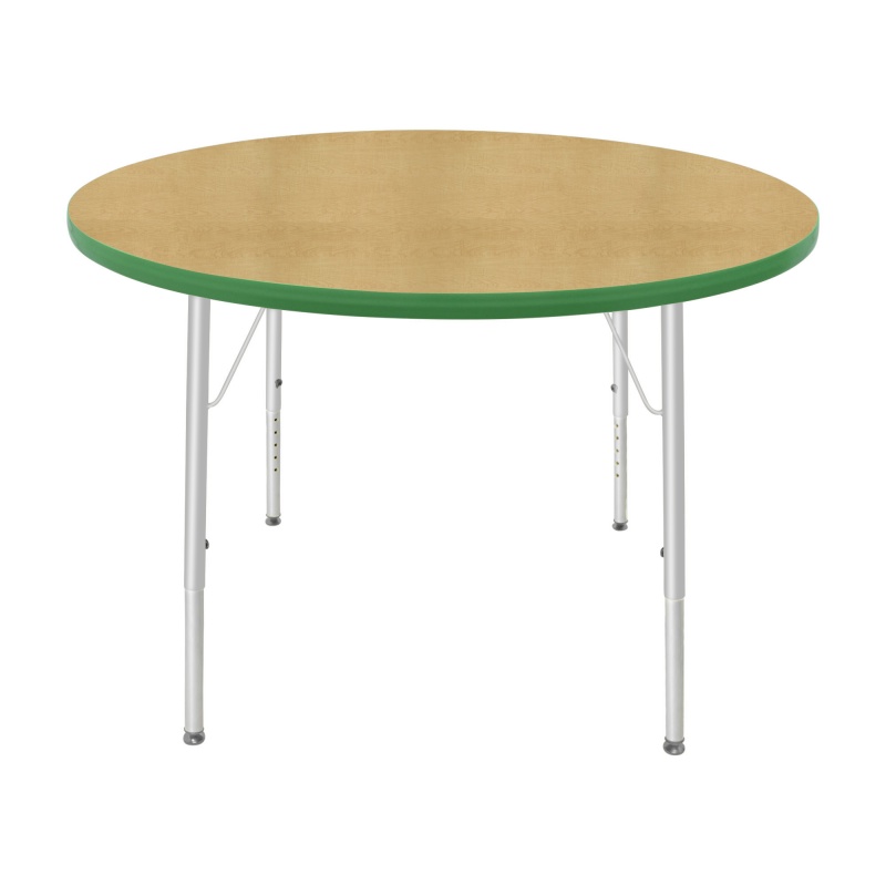 42" Round Table - Top Color: Maple, Edge Color: Dustin Green