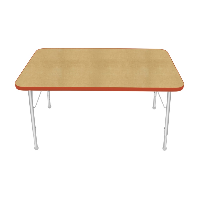 30" X 48" Rectangle Table - Top Color: Maple, Edge Color: Autumn Orange
